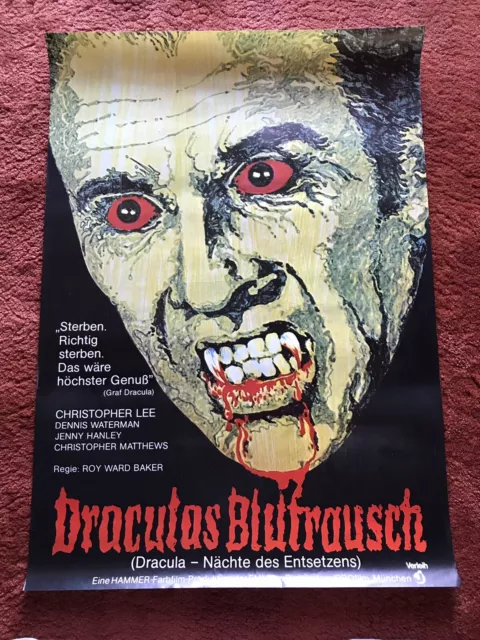 Draculas Blutrausch Kinoplakat Poster A1, Christopher Lee, Nächte des Entsetzens