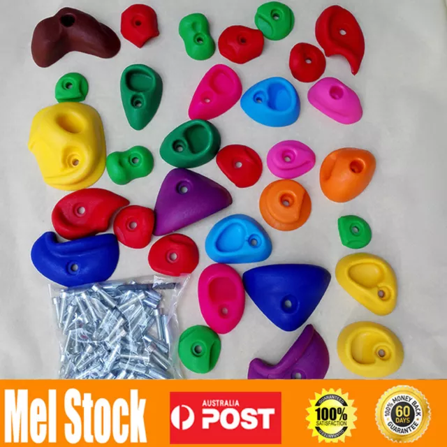 32PCS of  Indoor Rock Climbing Stones Hand Hold Wall Climb Plastic Kit Kids Toys