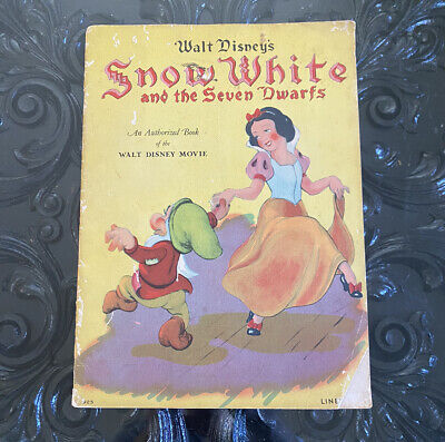 Walt Disney's Snow White And The Seven Dwarfs - Rare / Vintage Linen Book - 1938