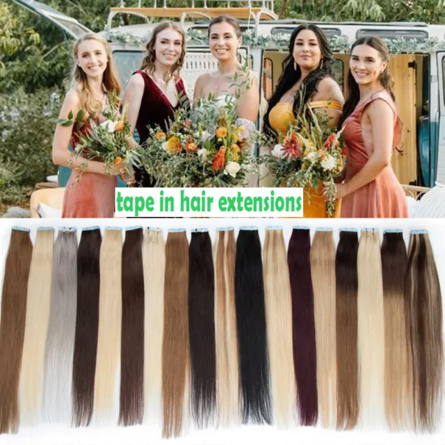 8A 40Stück Tape in Extensions 100% Remy Echthaar DICK Haarverlängerung Skin Weft