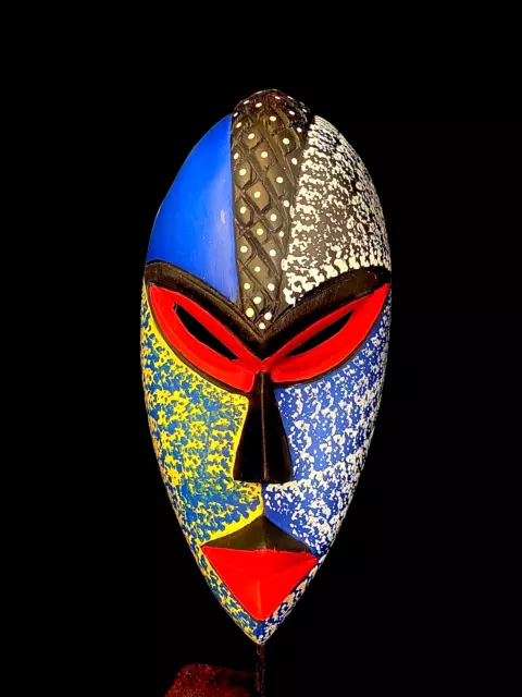 African colorful mask hand carved traditional wooden wall decor tribe mask -6082