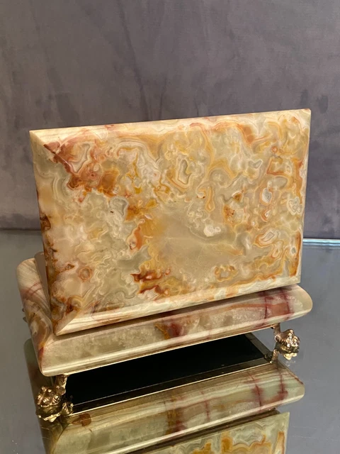 Coffret en agate onyx sur pieds griffes 13