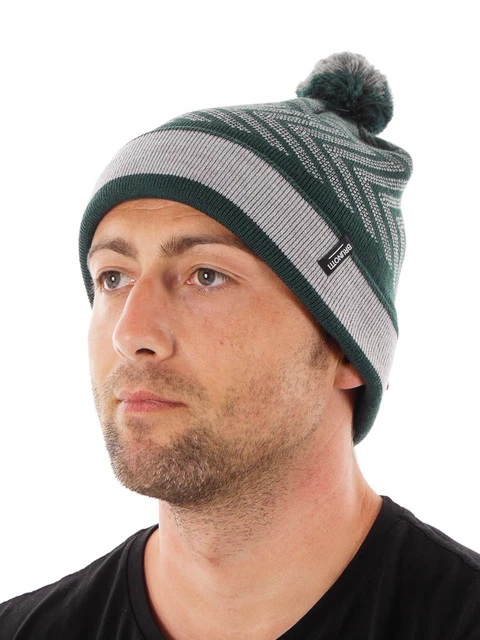 Bonnet Nordique Pompon SoulCal - Motifs Scandinaves, Noir/Gris, Acrylique, Taille Unique