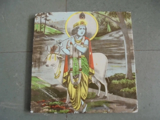 Vintage Lord Krishna Figurine Colorful Ceramic Tiles, England ? 2