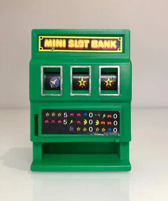 Vintage Japanese Mini Coin Slot Bank Money Box Green Space Invaders