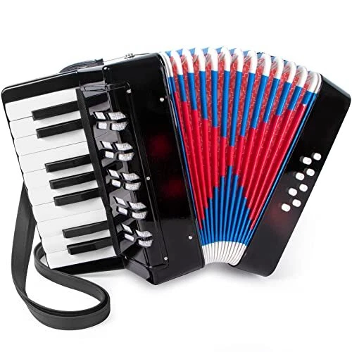 Accordion, 17 Keys Piano Accordion for Kids 8 Bass with Straps for Black