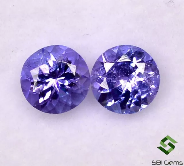 0.90 Cts Certified Natural Tanzanite Round Cut Pair 4.50 mm Faceted Loose Gems