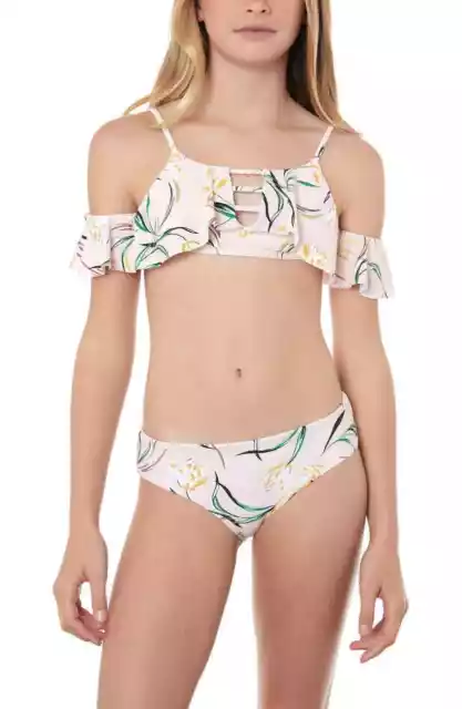 NWT O'Neill Girls Claris Floral Off The Shoulder Bikini Set 4 Multi  19931