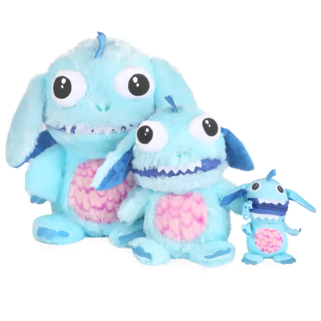 Worry Yummy Monster Kids Blue Cuddly Soft Toy Plush Zipper Teddy Eats Worries