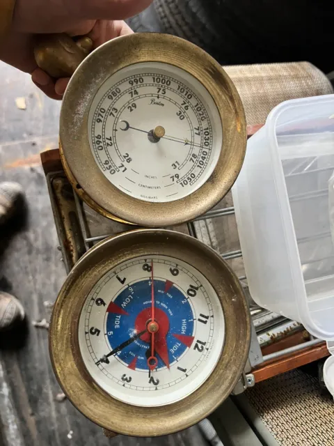 Chelsea Clock Co. - Boston Brass Ship Tide Clock & Barometer