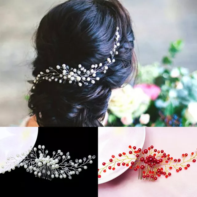 Wedding Party Hair Pins Bridesmaid Crystal Diamante Pearls Bridal Clips Comb HOT