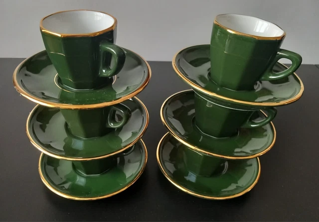 6 paire-tasses à café Pollen vert - Deshoulières - FR
