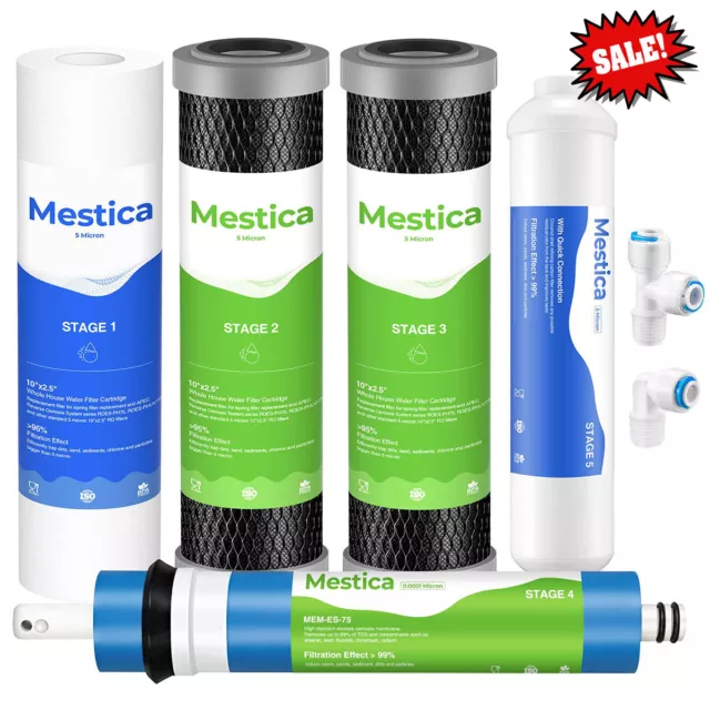 5 Stage Reverse Osmosis System Water Filter Replacement w/ 75 GPD RO Membrane US