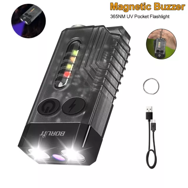 V10 1000lm Mini LED Flashlight Keychain Magnetic Portable Torch USB Rechargeable