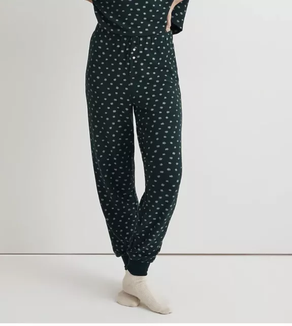 Madewell Size XS Waffle Knit Pajama Pant Ditsy Floral Green Thermal Womens New