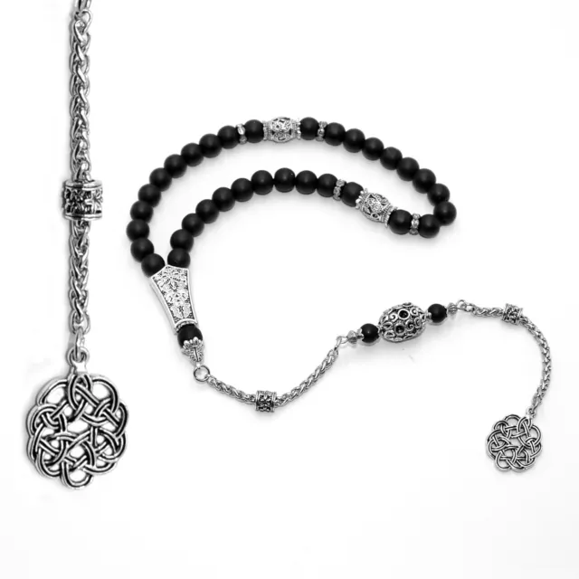 Black Matte Onyx Stone Prayer Beads-Tesbih-Tasbih-Tasbeeh-Masbaha (8 mm 33 Beads