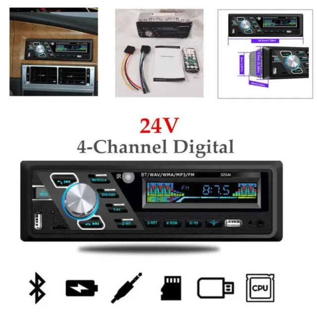 24V 4-Channel Digital Car Truck Bluetooth Audio USB/SD/FM/WMA/MP3 Radio Stereo