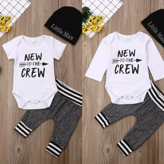 Infant Newborn Baby Boy Romper Top+Pants Outfit Clothes Bodysuit Playsuit Lot