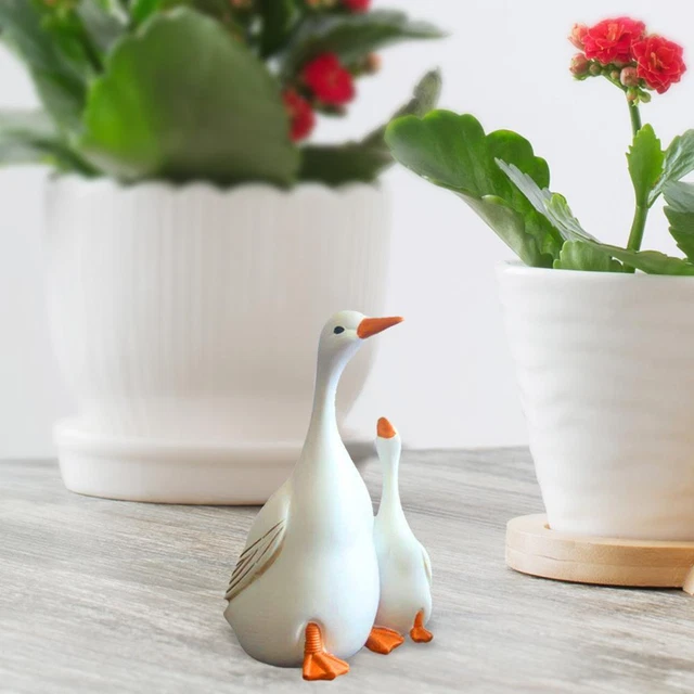 Mutter & Baby Ente Statue Aus Kunstharz - Handbemalte Deko Für Wohnzimmer, Büro & Tischplatte (29.9x15x6.7cm)