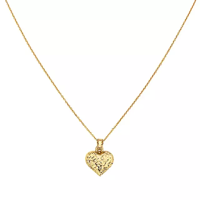 14K HEART WITH Cable Chain Necklace Gold, Heart 18 Inches $188.00 ...