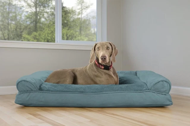 LYY Plush & Suede Bolster Dog Bed w/Removable Cover