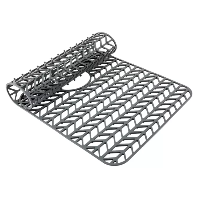 1pc Kitchen Sink Mat Drain Pad Protector Grey Non-Slip Silicone Durable Mat