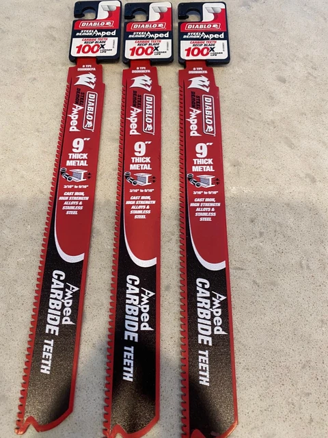 3 Pc 9 inch 8 TPI Diablo Steel Demon Amped Carbide Saw Blades for Thick Metals