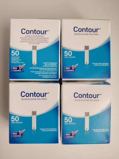 Bayer / Ascensia Contour Blood Glucose Diabetic Testing Test Strips 4 x 50 = 200