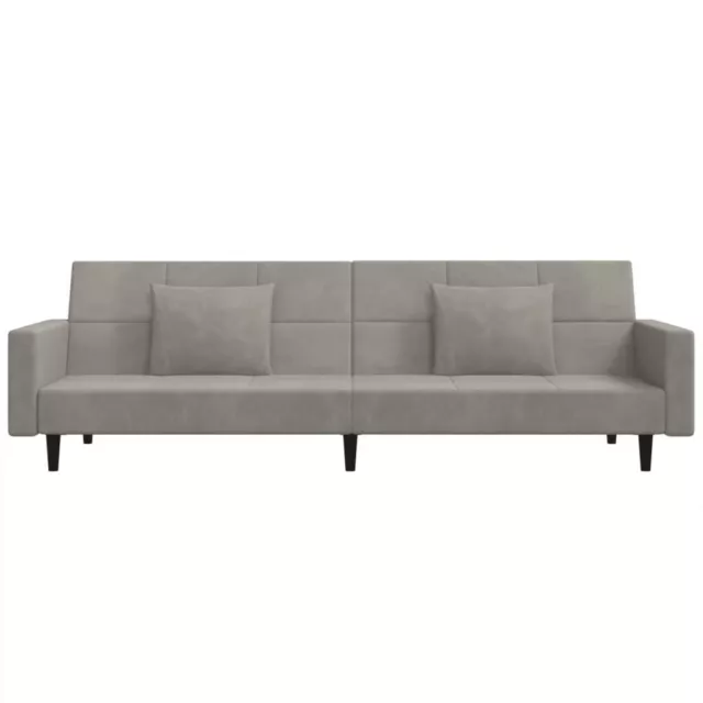 AX Divano Letto 2in1 Grigio 2 Cuscini Trasformabile 220x84.5x69cm Velluto 375816