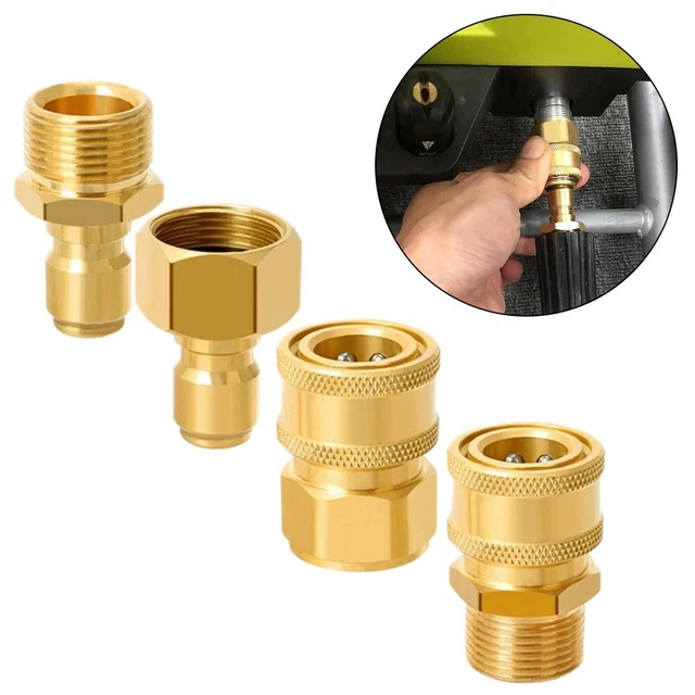Adaptateur Raccord Rapide 6,35 Mm Pour Nettoyeur Haute Pression - Filetage Femelle BSP 1/4 (G1/4) - En Laiton Doré Durable - 3