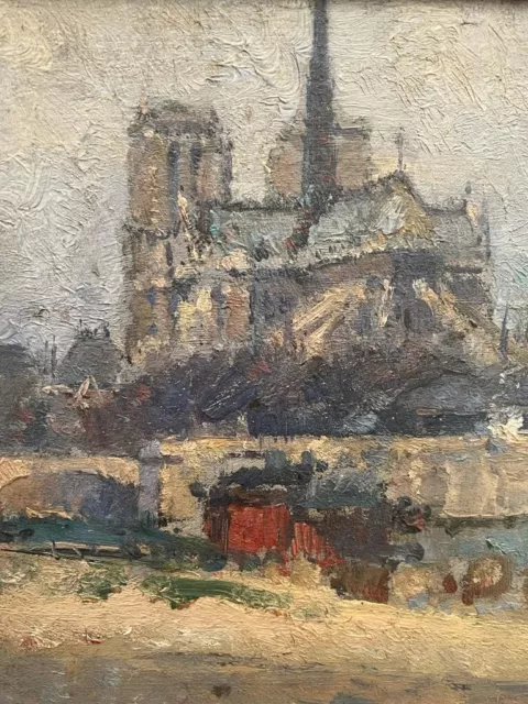 Peinture Cathédrale Notre Dame de Paris Exposé au Salon 1931 Signé Jean Sumida 3