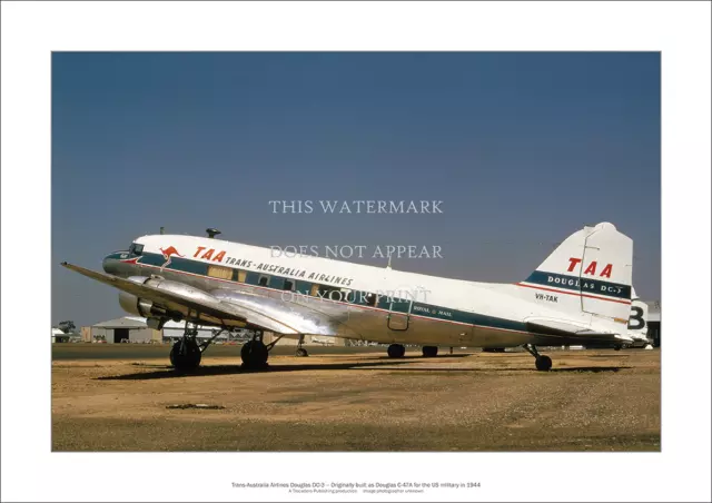 TAA Douglas DC-3 A1 Print – 1960s Livery DC3 – 84 x 59 cm Poster