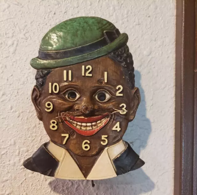 Rare Vintage Lux "Dixie" Moving Eyes Mini Novelty Pendulett Wall Clock W/O Key