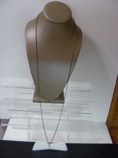 Authentic Trollbeads Fantasy WHITE Pearl Necklace .925 Oxidized SS Chain 39.4"