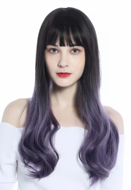 WIG ME UP Parrucca da Donna Lunga Liscia Frangia Ombreggiato Braun Viola