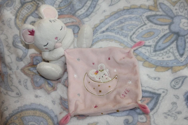 Doudou Simba Toys Souris Blanche Mouchoir Rose Love  Lune Etoiles Dorees Neuf