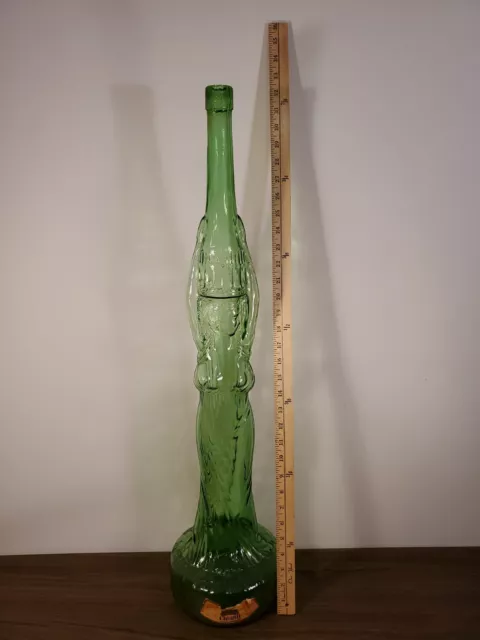 Vintage Midcentury Italian Green Glass Chianti Wine Bottle Woman Large 32"