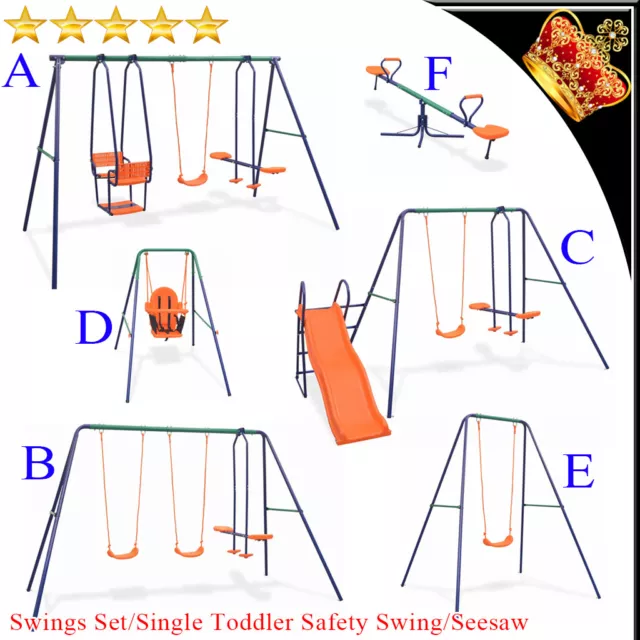 Outdoor Garden Kids Children Play Swings Set/Single Toddler Safety Swing/Seesaw