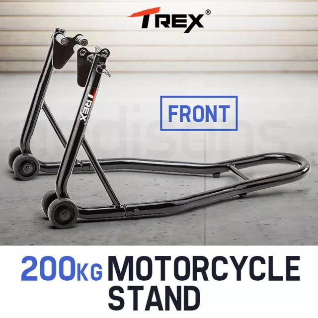 T-REX Motorcycle Front Stand Heavy-Duty Motorbike Lift Paddock Carrier Bike Fork