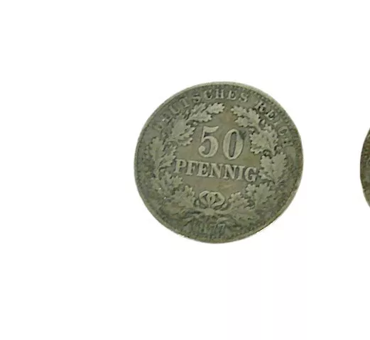 50 Pfennig Kaiserreich 1877 A  Eichenlaub Deutsches Reich