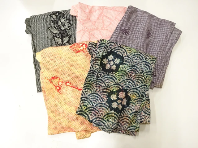 45324# Japanese Kimono / Antique Haori / Set Of 5 / All Shibori
