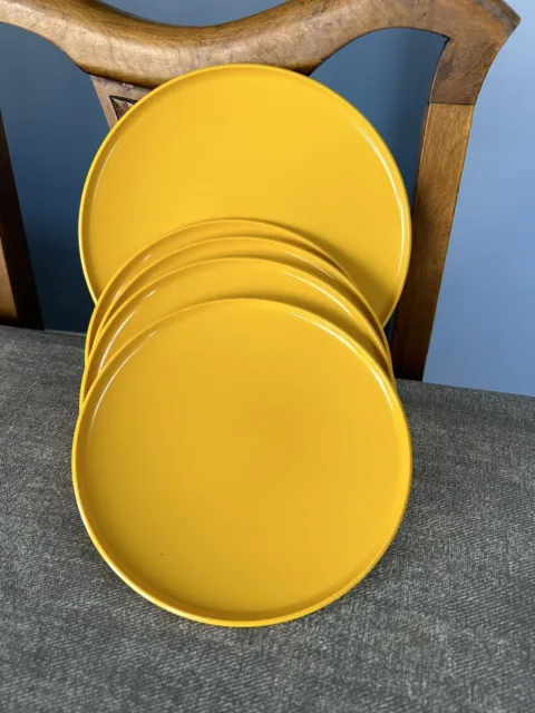 VINTAGE Encore By Gaydon Melamine 8 Plates Bright Yellow. 4 Small 4 Large MCM