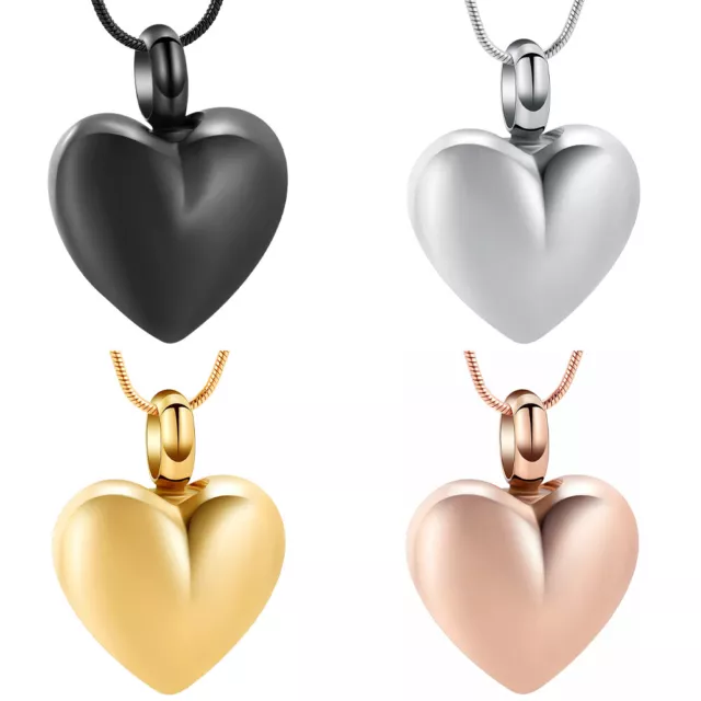 Simple Heart Urn for Ashes Cremation Memorial Necklace Women Men Jewelry Gifts
