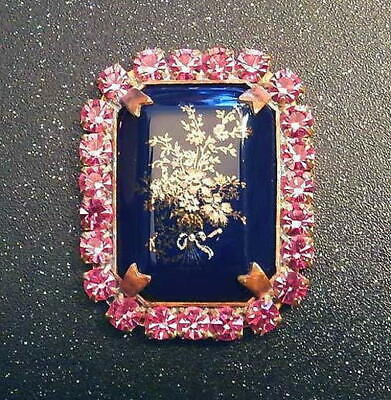 Vintage Style Czech ALL Glass Rhinestone Pin Brooch #T216 - SIGNED