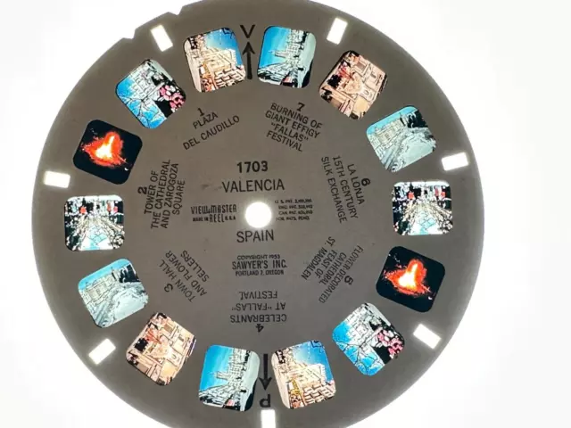 Sawyers View-Master Reel 1703 Valencia Spain 1953 W/Sleeve