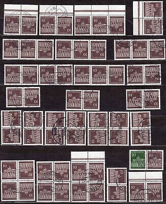Lot 242 timbres en blocs oblitérés ALLEMAGNE 1966 506 à 508 Porte Brandebourg
