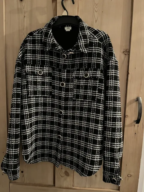 Black White Checked Button Through Top RIVER ISLAND Age 11-12 Years Beautiful !!