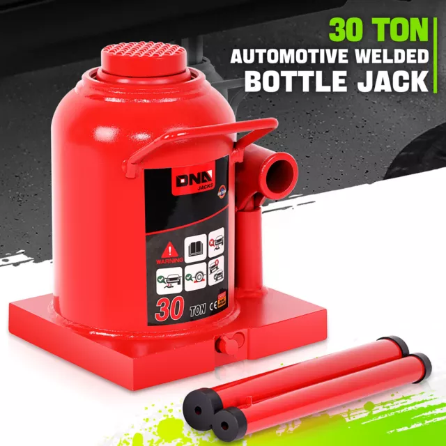 30 Tons Manual Steel Automotive Hydraulic Welded Bottle Jack Auto Repair Red