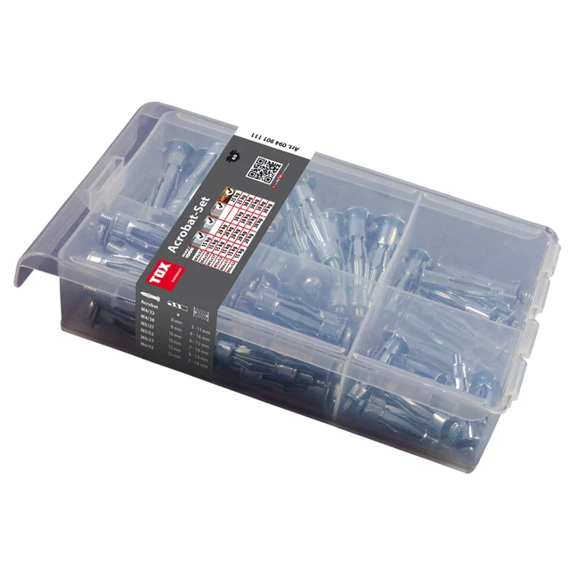 Assortimento tasselli per cavità metallo TOX Acrobat 4-6 mm per cartongesso 60 pezzi