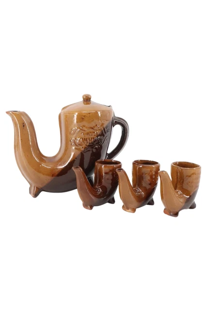 Juego de bebidas cerámica marrón